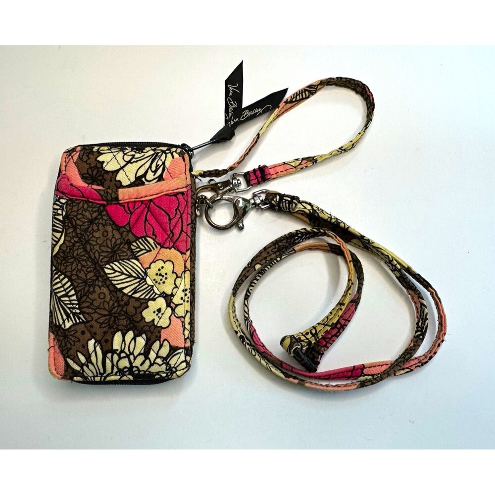 Vera Bradley Mocha Rouge (Doubles as ID) Wristlet Wallet & Lanyard Set